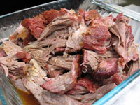 Sliced pork roast.