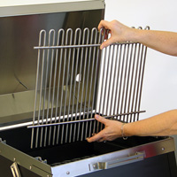 Cooking grate can be removed for cleaning or to access the fire.