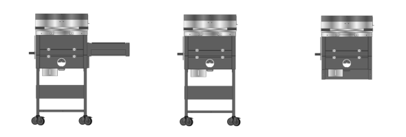 The three different package configurations of the B1 backyard charcoal grill